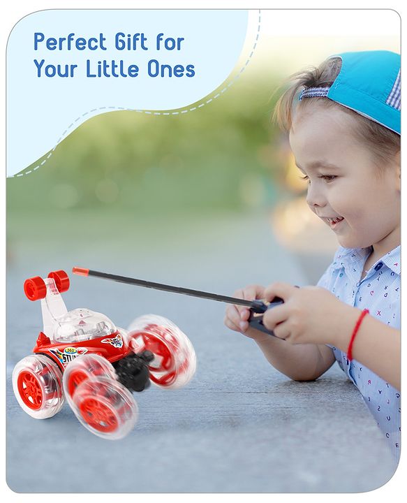 Babyhug Remote Control 360 Degree Twisting Stunt Red Car| 1:24 Scale Rechargeable Car with Lights| Gifting Car for 4 years + Kids| BIS Certified