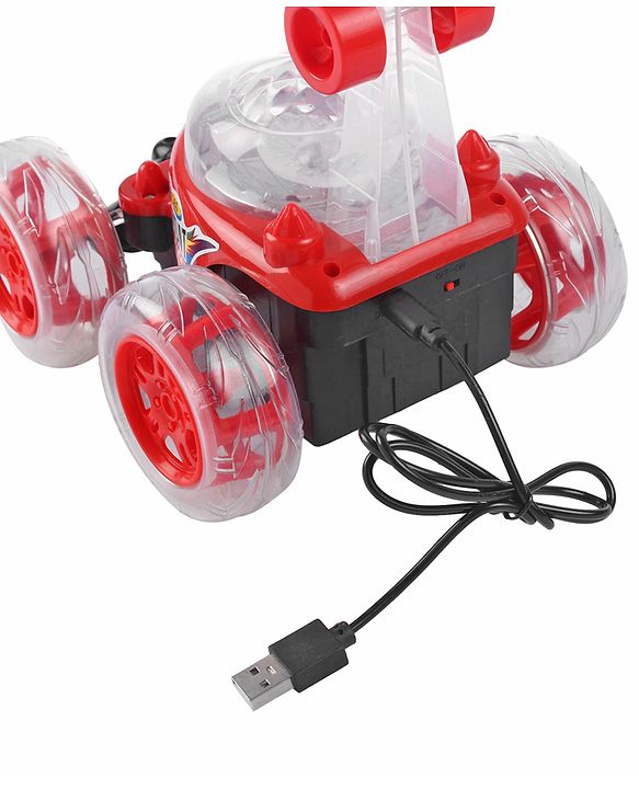Babyhug Remote Control 360 Degree Twisting Stunt Red Car| 1:24 Scale Rechargeable Car with Lights| Gifting Car for 4 years + Kids| BIS Certified