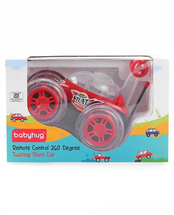 Babyhug Remote Control 360 Degree Twisting Stunt Red Car| 1:24 Scale Rechargeable Car with Lights| Gifting Car for 4 years + Kids| BIS Certified