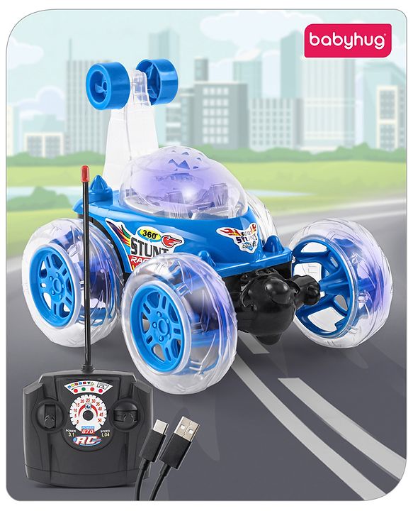 Babyhug Remote Control 360 Degree Twisting Stunt Red Car| 1:24 Scale Rechargeable Car with Lights| Gifting Car for 4 years + Kids| BIS Certified