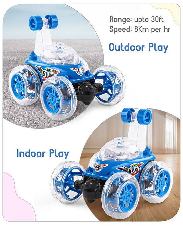 Babyhug Remote Control 360 Degree Twisting Stunt Red Car| 1:24 Scale Rechargeable Car with Lights| Gifting Car for 4 years + Kids| BIS Certified