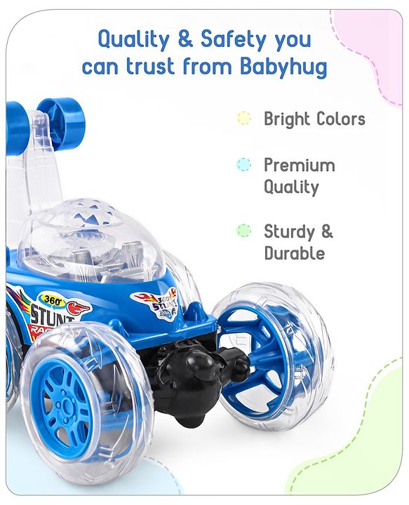 Babyhug Remote Control 360 Degree Twisting Stunt Red Car| 1:24 Scale Rechargeable Car with Lights| Gifting Car for 4 years + Kids| BIS Certified