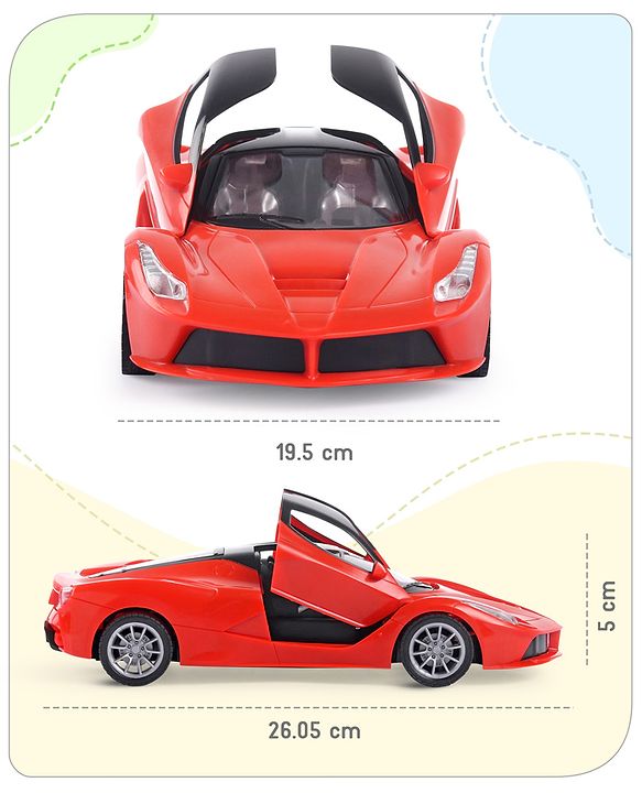 Babyhug Remote Control 1:16 Scale Openable Door Battery Operated Red Racing Car| USB-Cable Rechargeable Sports Car| High Speed Car with Long Lasting Battery and Bright LED Lights| BIS Certified| 3 Years+