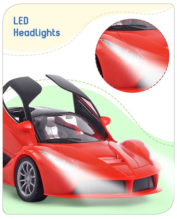 Babyhug Remote Control 1:16 Scale Openable Door Battery Operated Red Racing Car| USB-Cable Rechargeable Sports Car| High Speed Car with Long Lasting Battery and Bright LED Lights| BIS Certified| 3 Years+