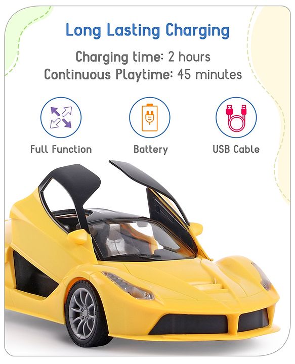 Babyhug Remote Control 1:16 Scale Openable Door Battery Operated Red Racing Car| USB-Cable Rechargeable Sports Car| High Speed Car with Long Lasting Battery and Bright LED Lights| BIS Certified| 3 Years+