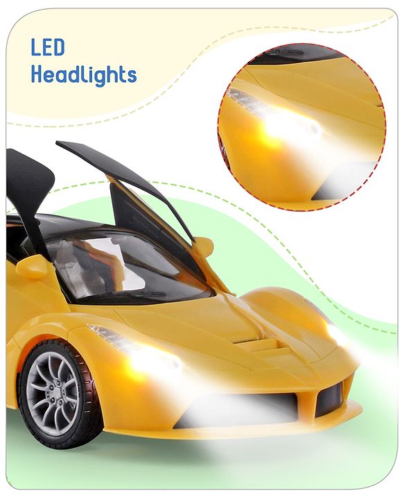 Babyhug Remote Control 1:16 Scale Openable Door Battery Operated Red Racing Car| USB-Cable Rechargeable Sports Car| High Speed Car with Long Lasting Battery and Bright LED Lights| BIS Certified| 3 Years+