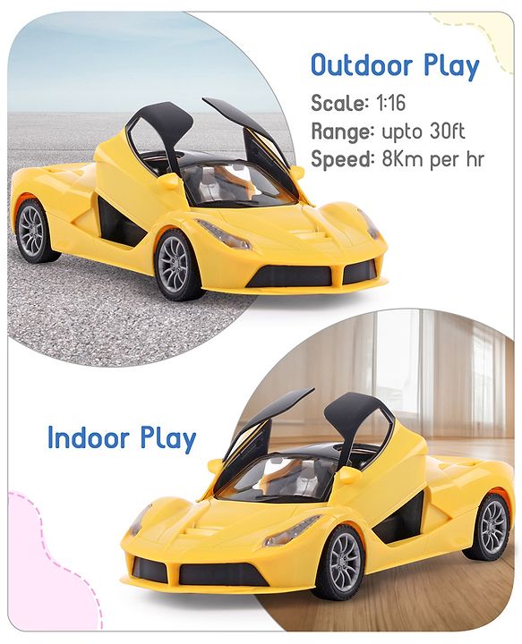 Babyhug Remote Control 1:16 Scale Openable Door Battery Operated Red Racing Car| USB-Cable Rechargeable Sports Car| High Speed Car with Long Lasting Battery and Bright LED Lights| BIS Certified| 3 Years+