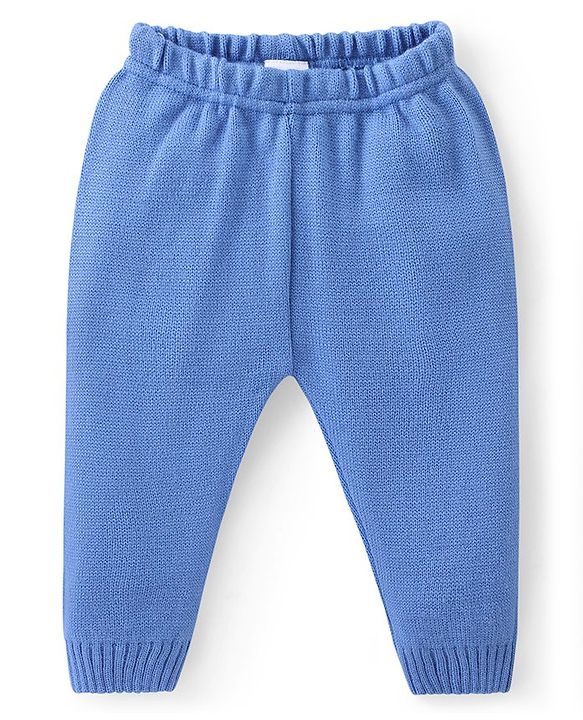 Babyhug Knit Full Sleeves Sweater Set with Aztec Design - Light Blue
