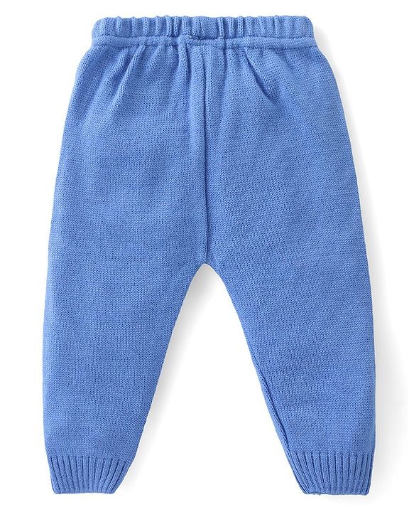 Babyhug Knit Full Sleeves Sweater Set with Aztec Design - Light Blue
