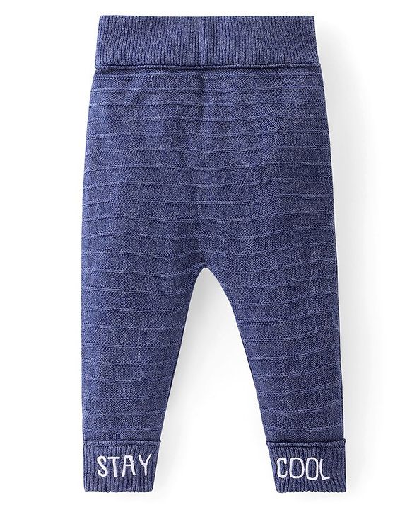 Babyhug Full Length Fleece & Sweater Knit  Woollen Pant with Text Embroidery Solid Colour - Red