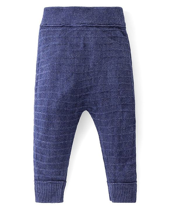 Babyhug Full Length Fleece & Sweater Knit  Woollen Pant with Text Embroidery Solid Colour - Red