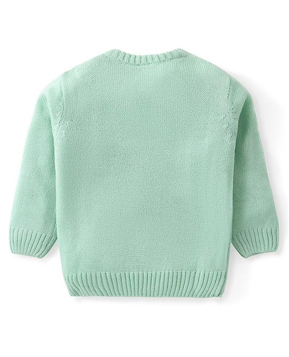 Babyhug Knitted Full Sleeves Pullovers Sweater With Sequin Dragonfly Detailing - Mint
