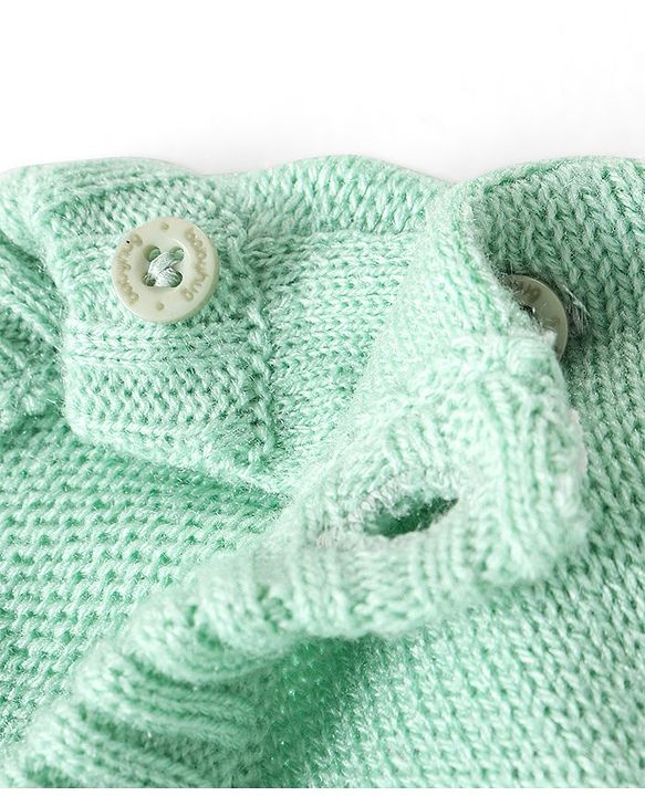 Babyhug Knitted Full Sleeves Pullovers Sweater With Sequin Dragonfly Detailing - Mint