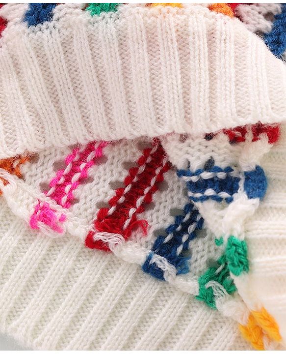 Babyhug Knitted Full Sleeves Striped Pullover Sweater- Multicolor