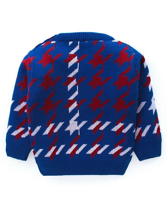 Babyhug Knitted Full Sleeves Sweater Set with Design - Blue