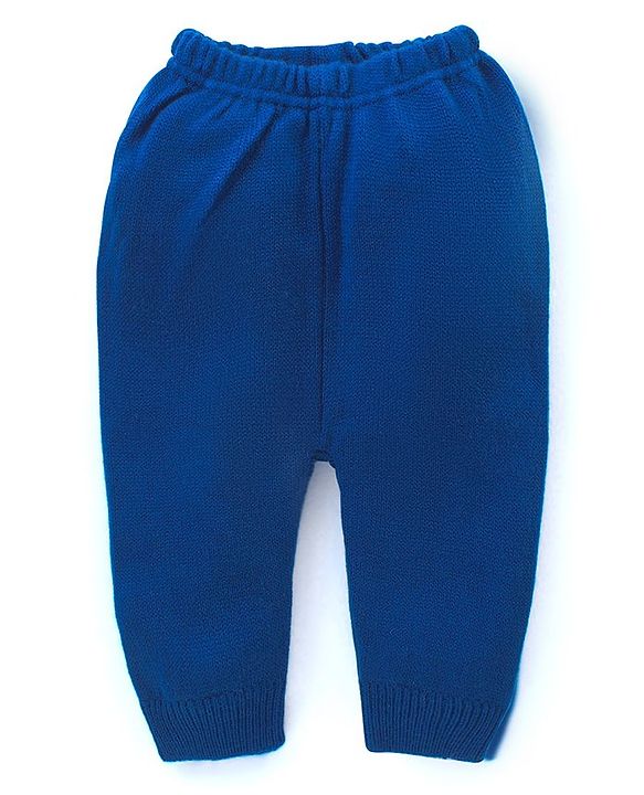Babyhug Knitted Full Sleeves Sweater Set with Design - Blue