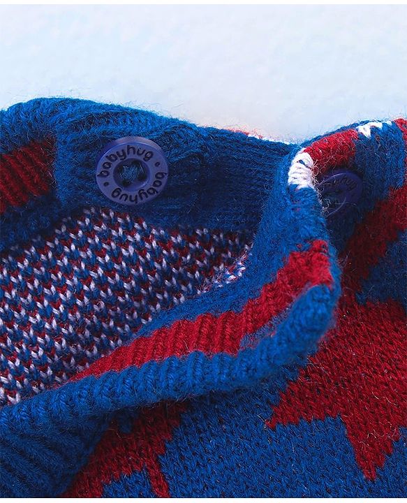 Babyhug Knitted Full Sleeves Sweater Set with Design - Blue