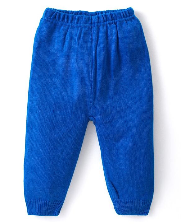 Babyhug Knitted Full Sleeves Sweater Set with Floral Design - Blue