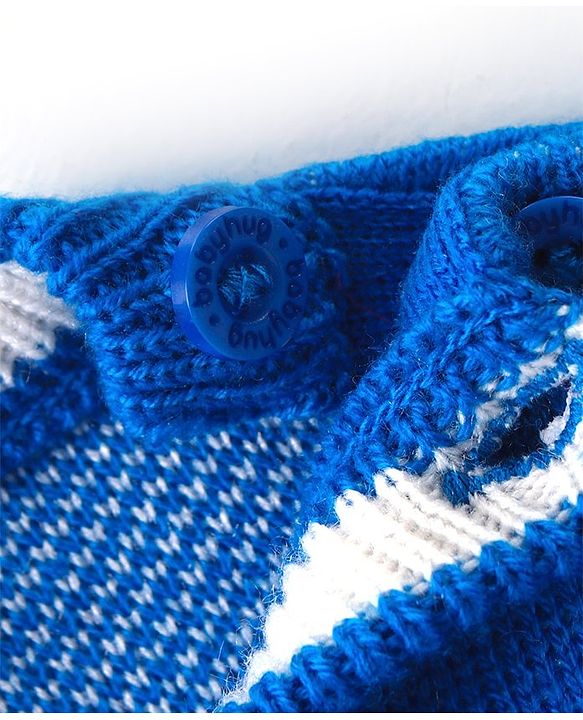 Babyhug Knitted Full Sleeves Sweater Set with Floral Design - Blue