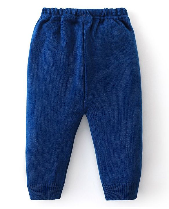 Babyhug Knit Full Sleeves Sweater Set with Stripes Design - Blue