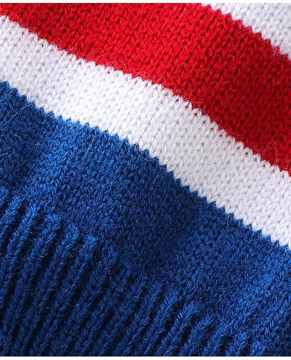 Babyhug Knit Full Sleeves Sweater Set with Stripes Design - Blue