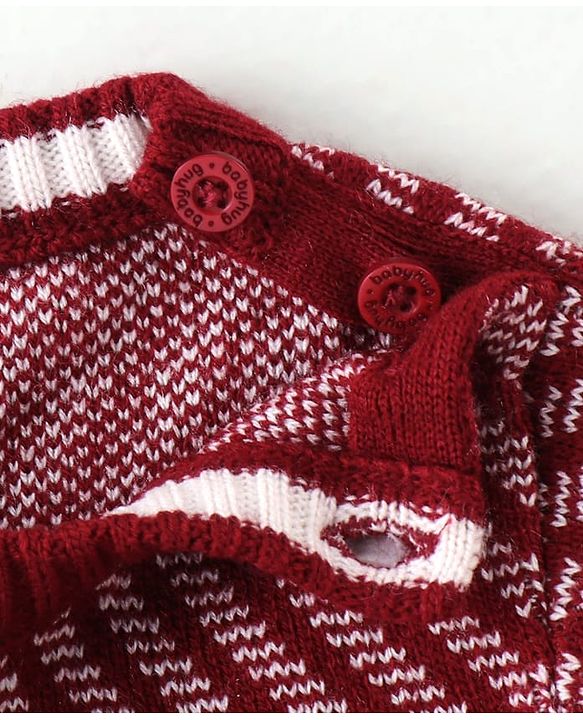 Babyhug Knitted Full Sleeves Pullovers Striped Sweater -Red