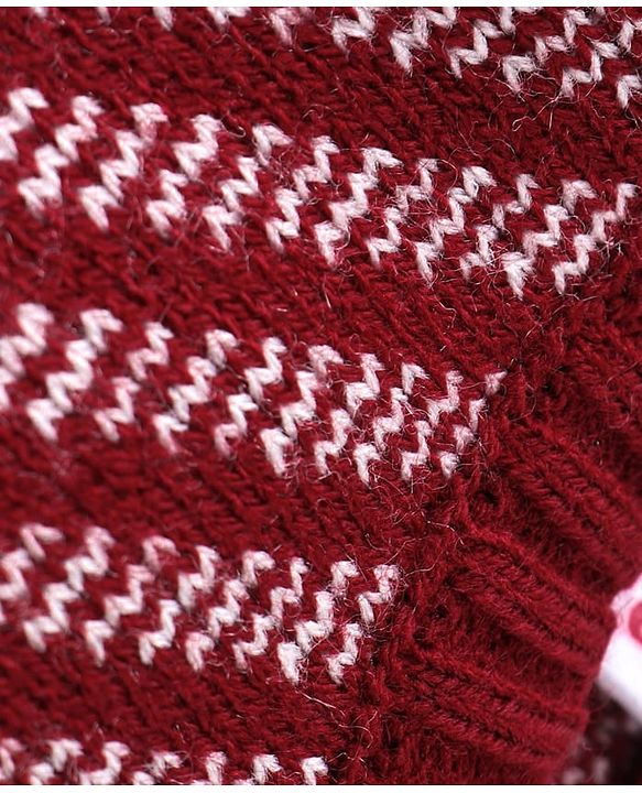 Babyhug Knitted Full Sleeves Pullovers Striped Sweater -Red