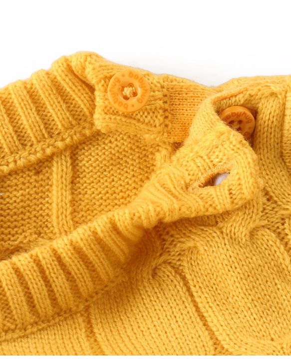 Babyhug Knitted Full Sleeves Designed Pullover Sweater - Yellow