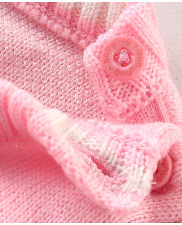 Babyhug Knit Full Sleeves Pullover with Heart Design - Pink