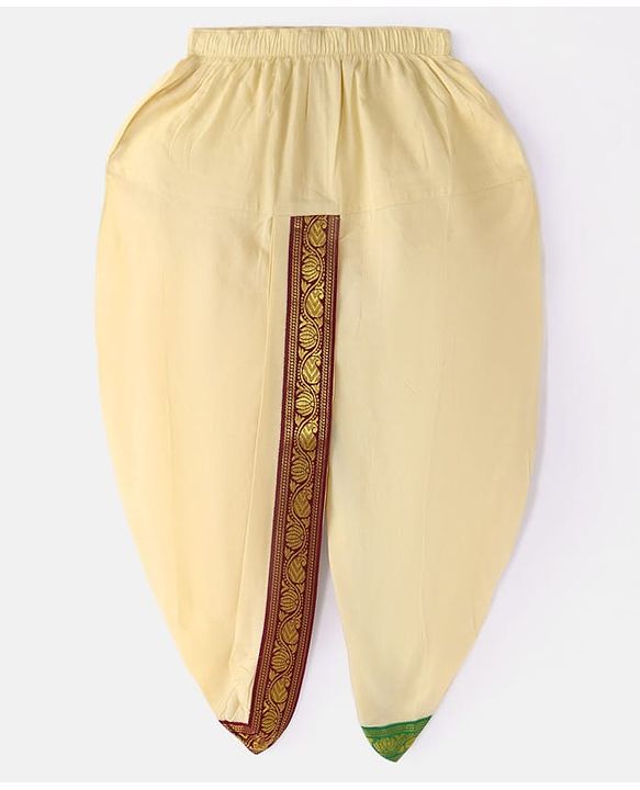 Babyhug Cambric Woven Full Sleeves Solid Kurta With Coordinating Dhoti & Angavastram -  Offwhite