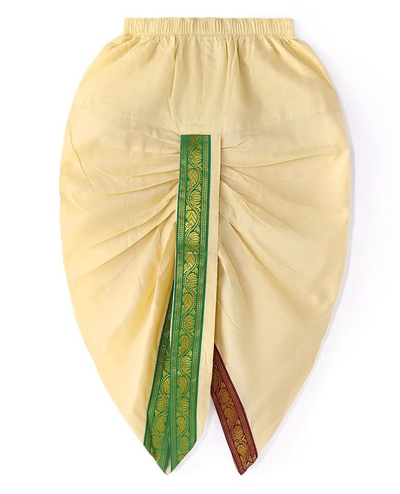 Babyhug Cambric Woven Full Sleeves Solid Kurta With Coordinating Dhoti & Angavastram -  Offwhite