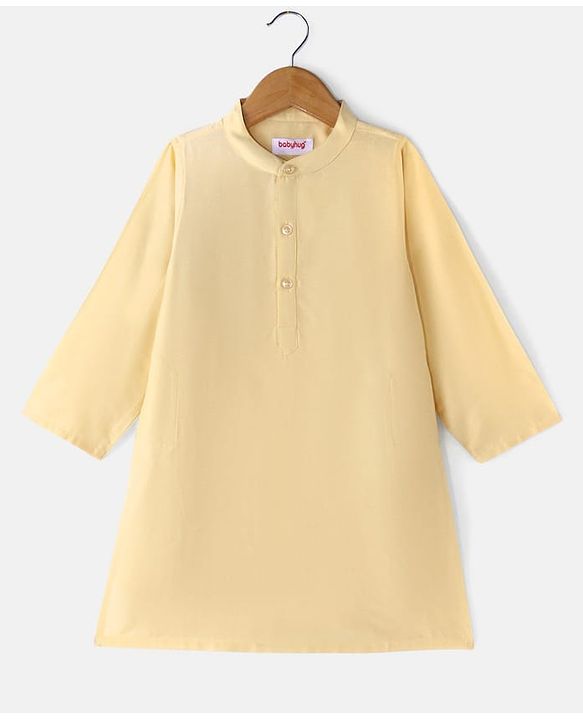 Babyhug Cambric Woven Full Sleeves Solid Kurta With Coordinating Dhoti & Angavastram -  Offwhite