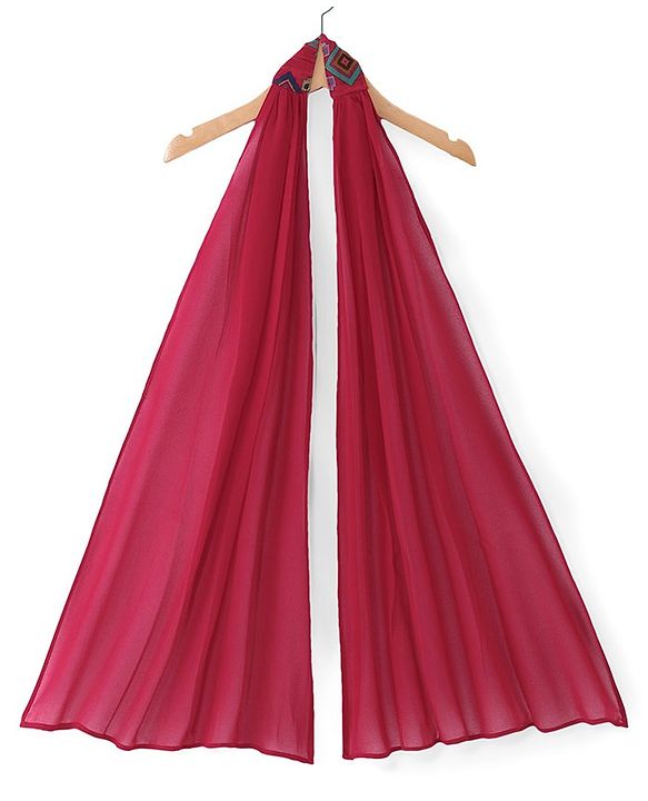 Babyhug Woven  Singlet Sleeves  Mirror Work & Embroidered  Kurti Gharara Set with Dupatta  - Red