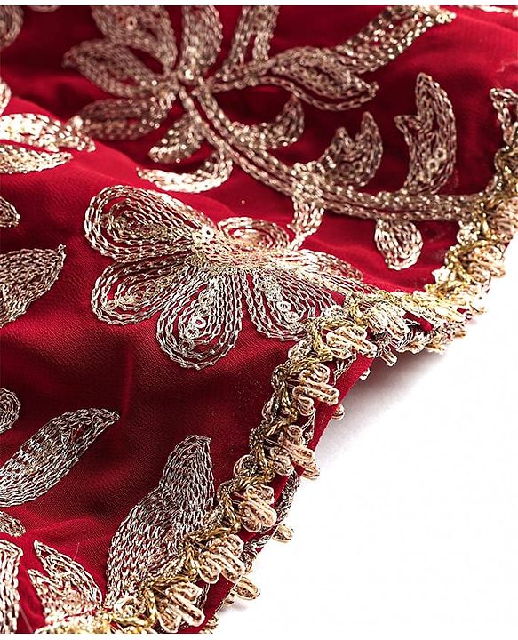 Babyhug Woven Half Sleeves Floral & Sequined Embroidered Choli Lehenga Set with Dupatta - Fuschia