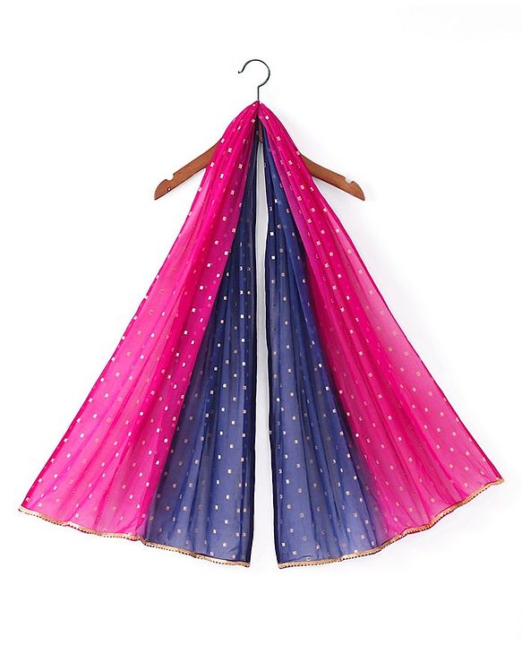 Babyhug Short Sleeves Floral Embroidered Pattu Pavada Lehenga Choli Set With Dupatta - Fuschia