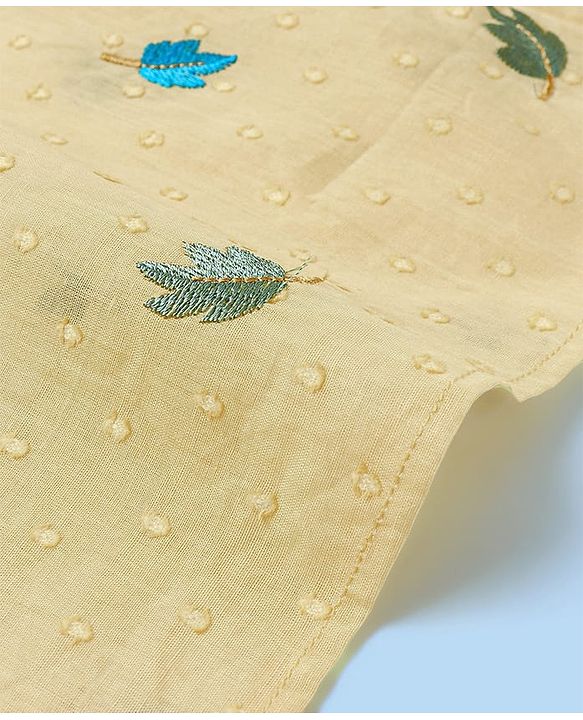 Babyhug Cotton Woven Cambric Full Sleeves Embroidered Kurta Pyjama Set - Yellow