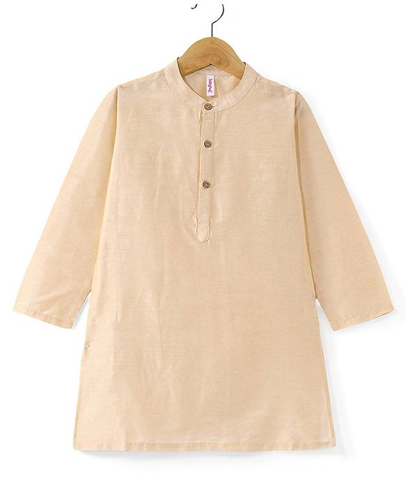 Babyhug Woven Full Sleeves Kurta Dhoti Set with Printed Jacket - Peach