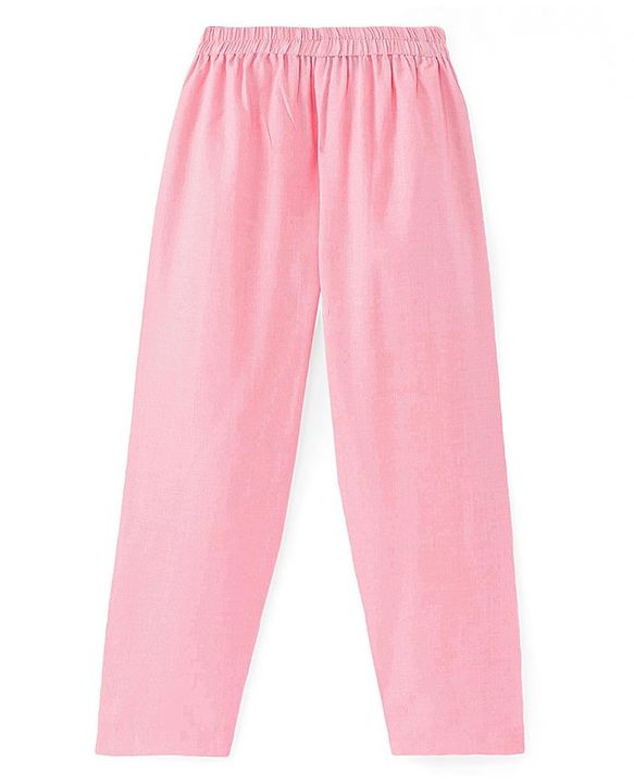 Babyhug Woven Full Sleeves Kurta &  Pyjama Set With Embroidered Waistcoat - Pink