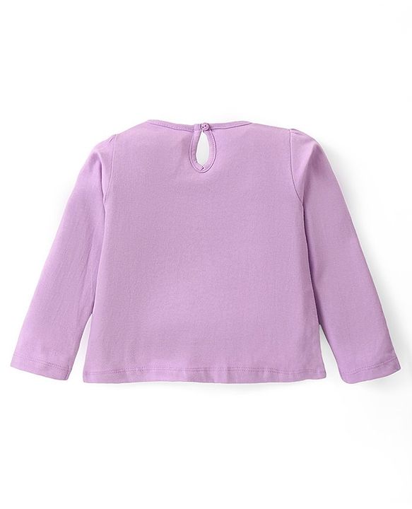 Babyhug Disney Single Jersey Full Sleeves Night Suit with Princess & Floral Print - Purple