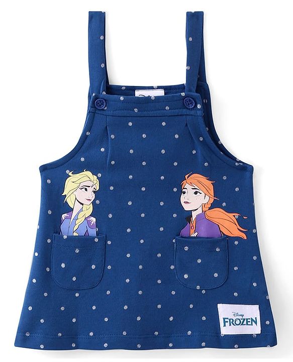 Babyhug Disney Interlock Knit Frock with Frill Sleeves T-Shirt Disney Princess Graphics - Pink & Blue