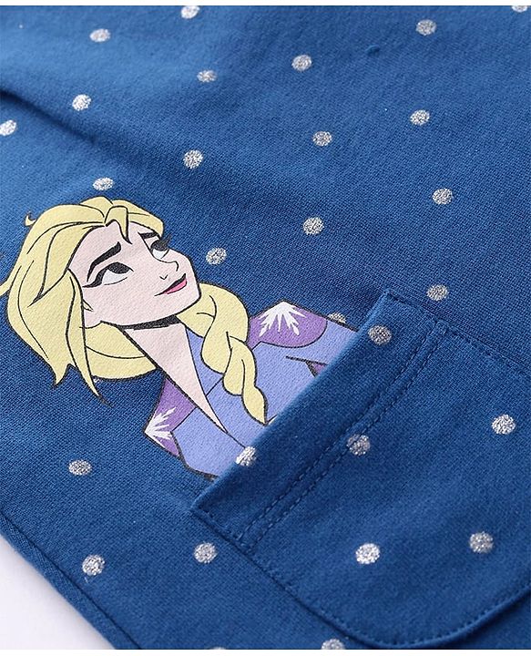 Babyhug Disney Interlock Knit Frock with Frill Sleeves T-Shirt Disney Princess Graphics - Pink & Blue