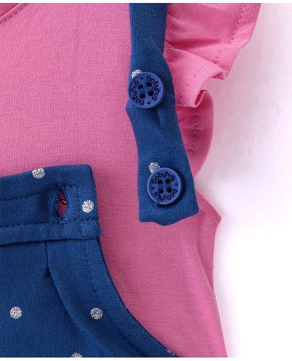 Babyhug Disney Interlock Knit Frock with Frill Sleeves T-Shirt Disney Princess Graphics - Pink & Blue