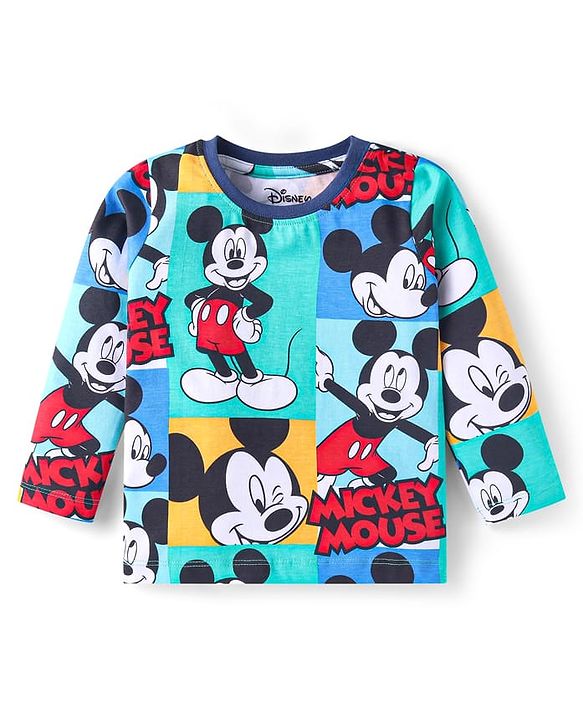 Babyhug Disney Single Jersey Knit Full Sleeves Night Suits with Mickey Mouse Graphics Pack of 2 - Navy Blue