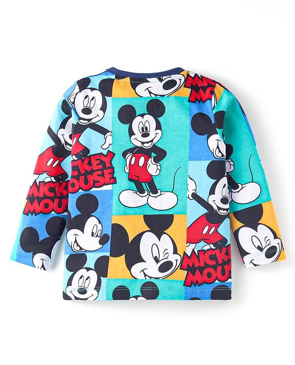 Babyhug Disney Single Jersey Knit Full Sleeves Night Suits with Mickey Mouse Graphics Pack of 2 - Navy Blue