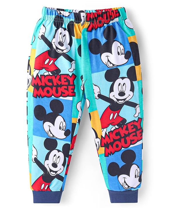 Babyhug Disney Single Jersey Knit Full Sleeves Night Suits with Mickey Mouse Graphics Pack of 2 - Navy Blue