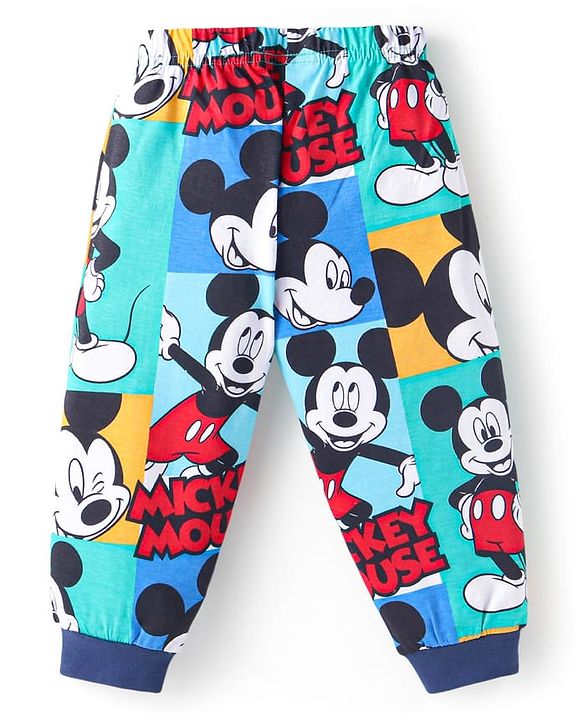 Babyhug Disney Single Jersey Knit Full Sleeves Night Suits with Mickey Mouse Graphics Pack of 2 - Navy Blue