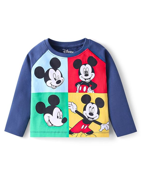 Babyhug Disney Single Jersey Knit Full Sleeves Night Suits with Mickey Mouse Graphics Pack of 2 - Navy Blue