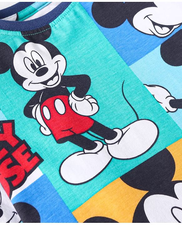 Babyhug Disney Single Jersey Knit Full Sleeves Night Suits with Mickey Mouse Graphics Pack of 2 - Navy Blue