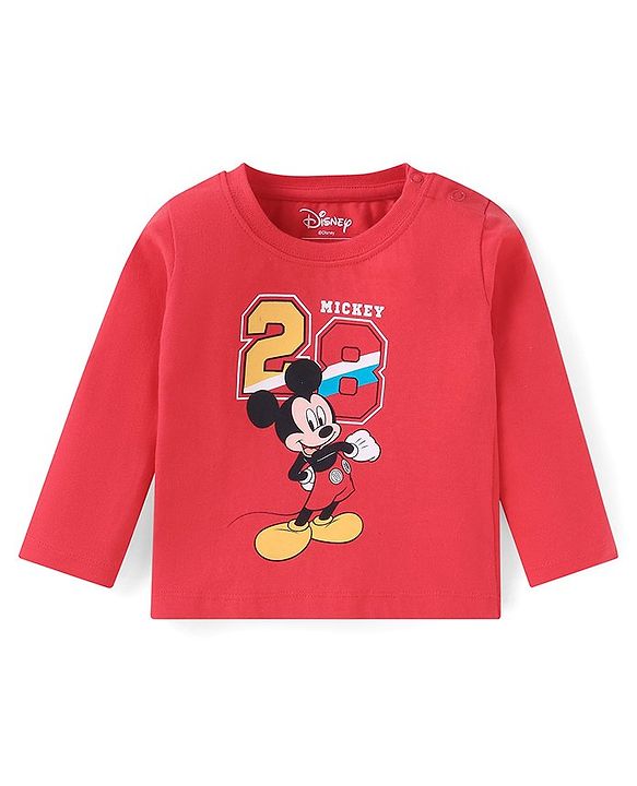 Babyhug Disney Single Jersey Knit Full Sleeves Night Suits with Mickey Mouse Graphics Pack of 2 - Red & White