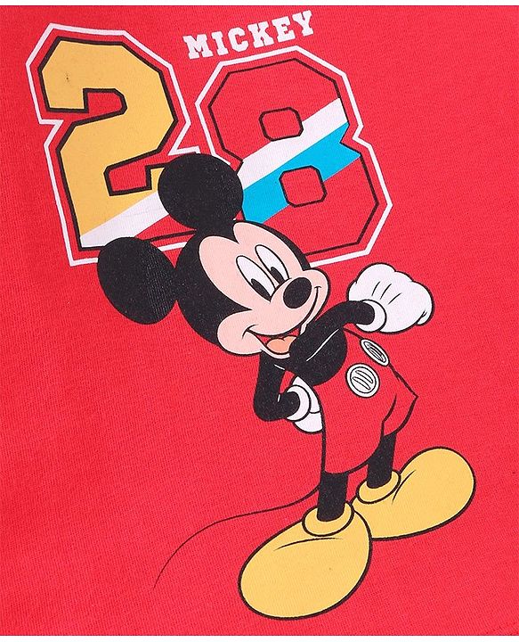 Babyhug Disney Single Jersey Knit Full Sleeves Night Suits with Mickey Mouse Graphics Pack of 2 - Red & White